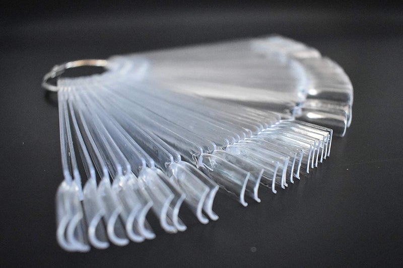 Onwon 100 Pieces Nail Art Polish Display Practice Stick with Metal Split Ring Holder - Transparent Finger Clipper Nail Art Tips Display Swatches Nail Polish Color Board Card Plates Practice Templates - Image 4